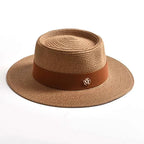 WOMEN’S STRAW SUN HAT WITH FLAT BRIM & RIBBON Test