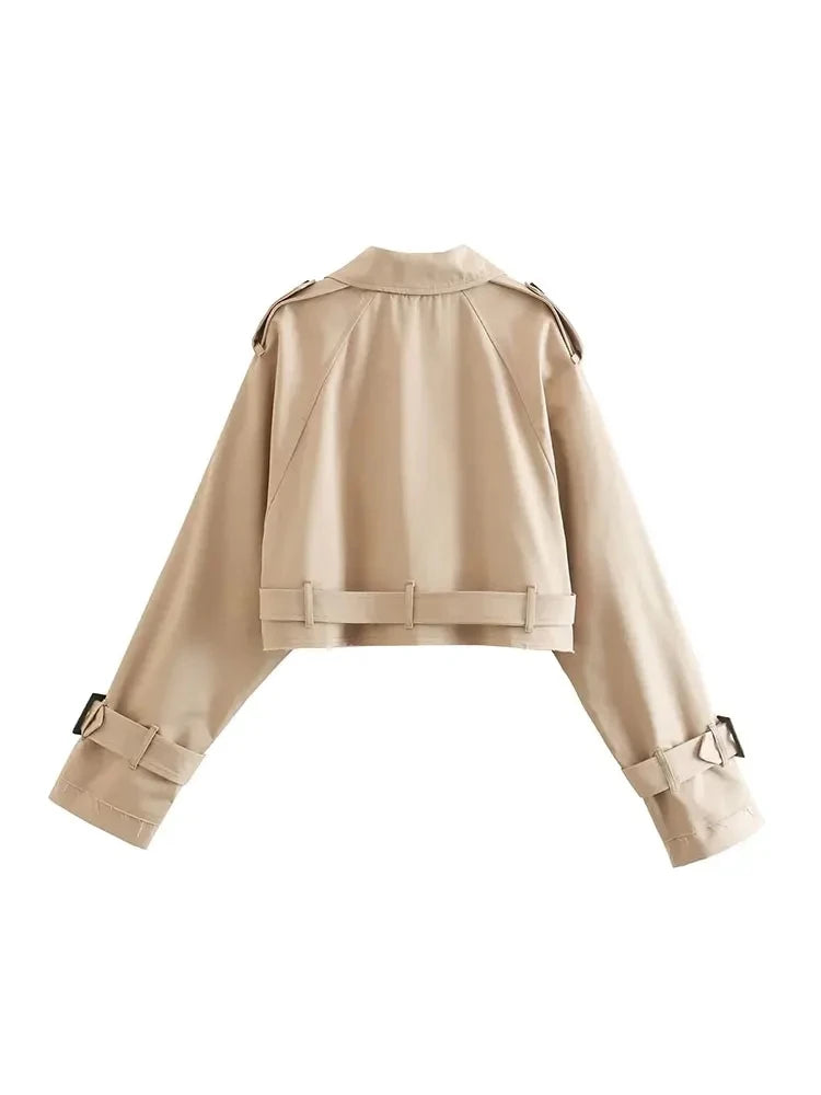 CROPPED DOUBLE-BREASTED TRENCH JACKET