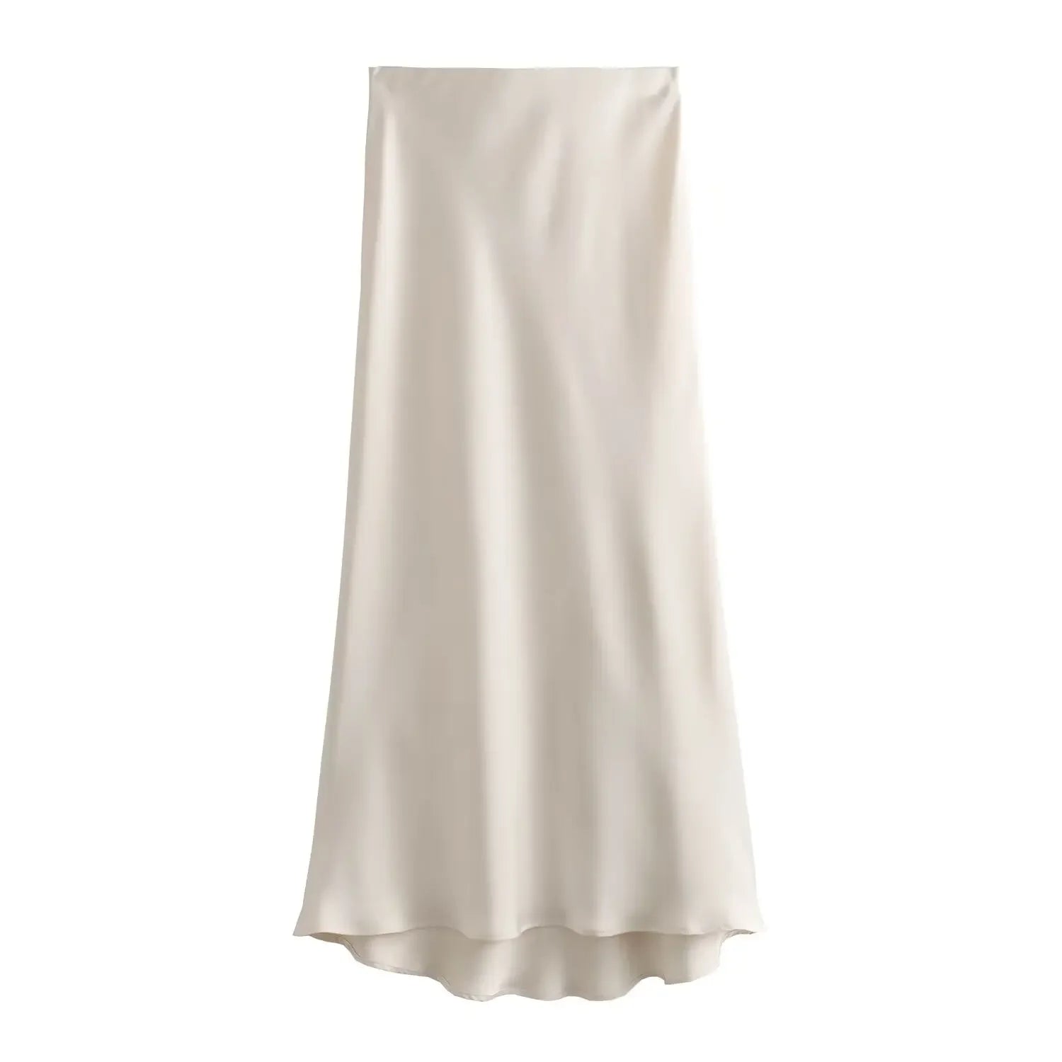 HIGH-WAISTED SATIN MIDI SKIRT