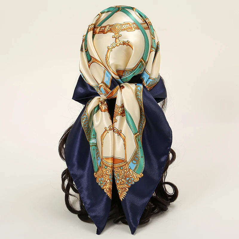SATIN PRINT MULTIFUNCTIONAL SQUARE SCARF