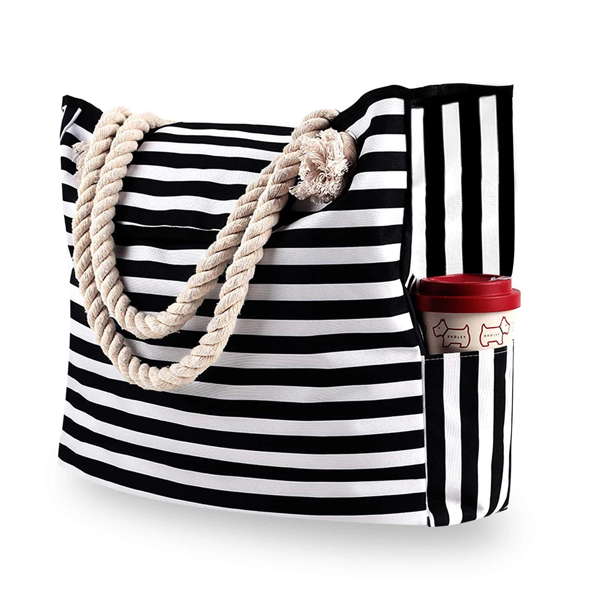 STRIPED BEACH BAG, FOLDABLE, LIGHTWEIGHT AND WATER RESISTANT