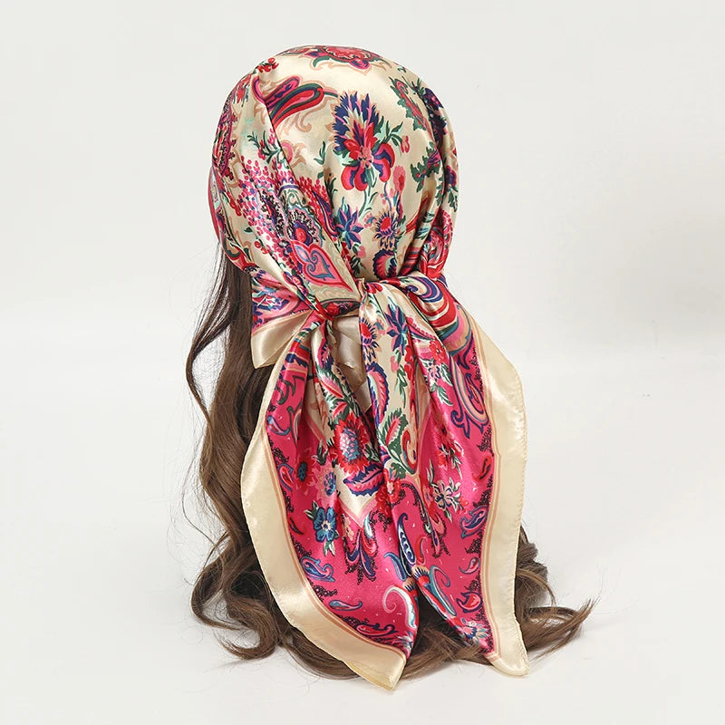SATIN PRINT MULTIFUNCTIONAL SQUARE SCARF
