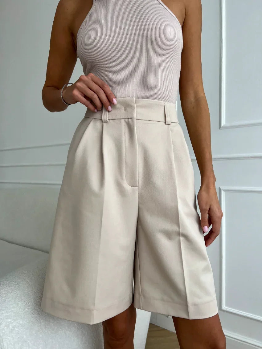 BORNLADIES HIGH WAIST CASUAL SHORTS