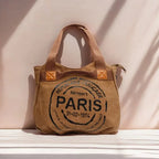 LETTER PRINT CANVAS TOTE BAG SOLELII