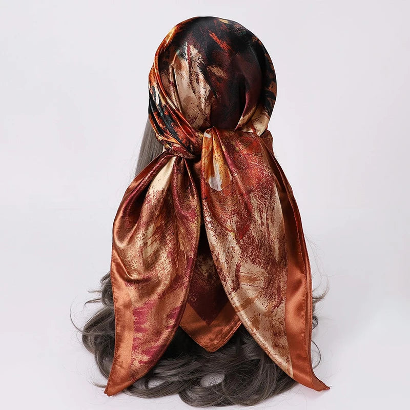 SATIN PRINT MULTIFUNCTIONAL SQUARE SCARF