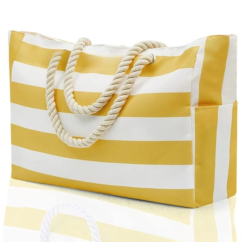 STRIPED CANVAS BEACH STORAGE BAG
