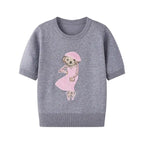 EUROPEAN STYLE LUXURY BEAR KNIT SHORT SLEEVE TOP Test