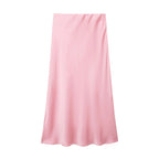 WOMEN’S HIGH WAIST SATIN MIDI SKIRT SOLELII