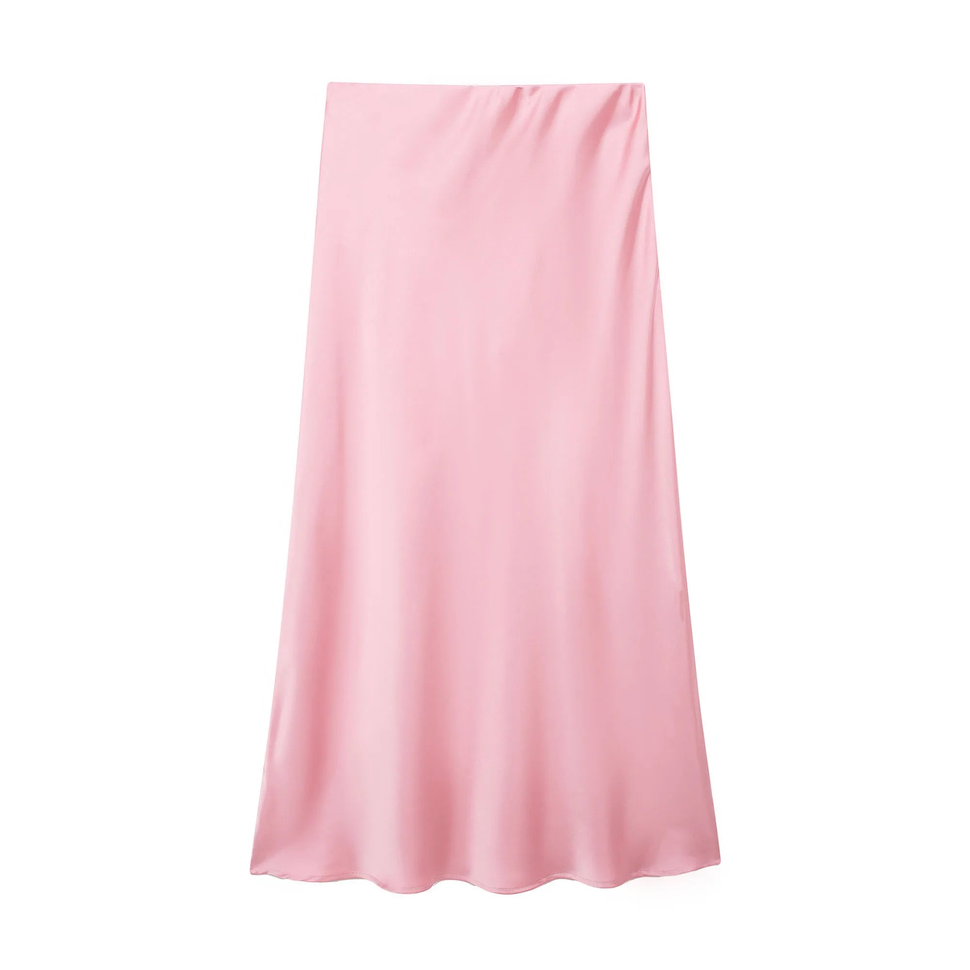 HIGH-WAISTED SATIN MIDI SKIRT