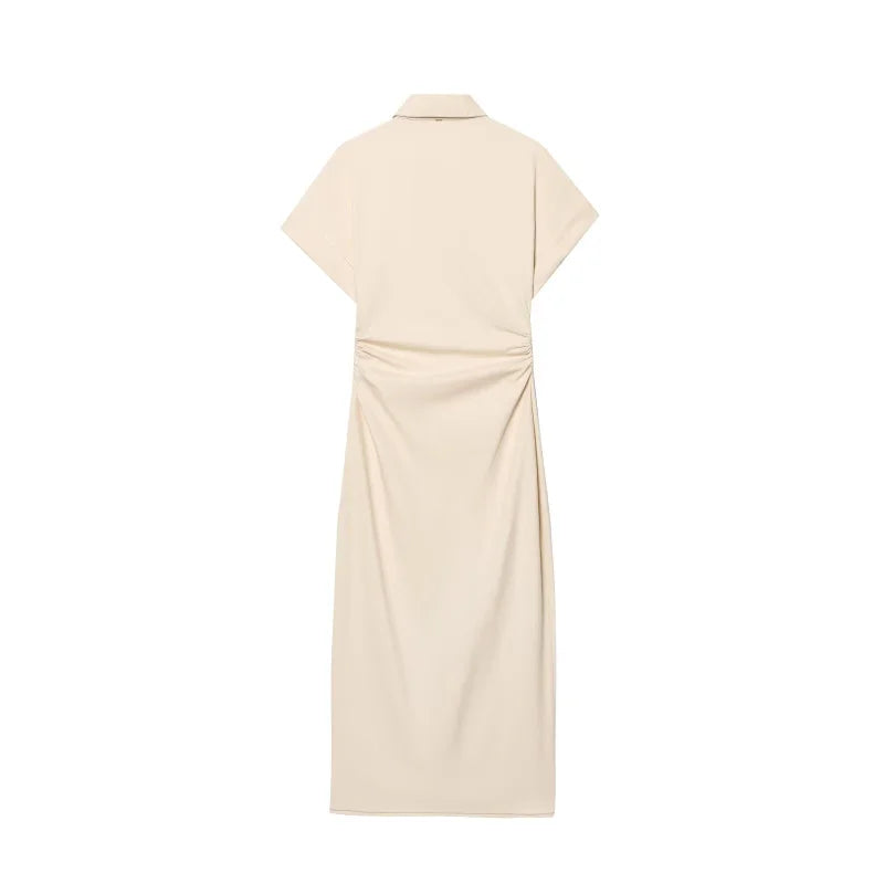 ELEGANT JEANS MIDI DRESS WITH NECKLINE