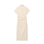 DENIM MIDI DRESS WITH LAPEL AND SIDE ZIPPER Test