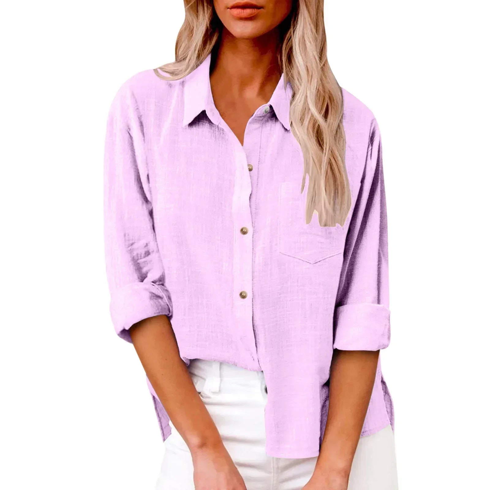 COTTON LINEN LONG SLEEVE TOP
