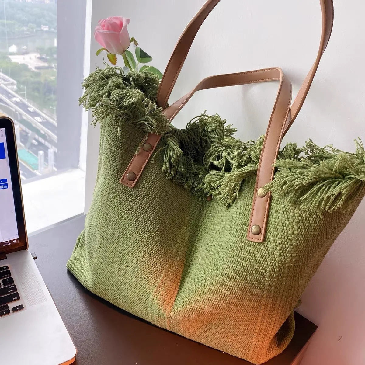 WOMEN'S LARGE CANVAS TOTE BEACH BAG