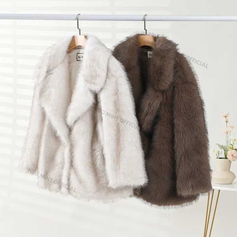 LONG GRADIENT FAUX FUR COAT