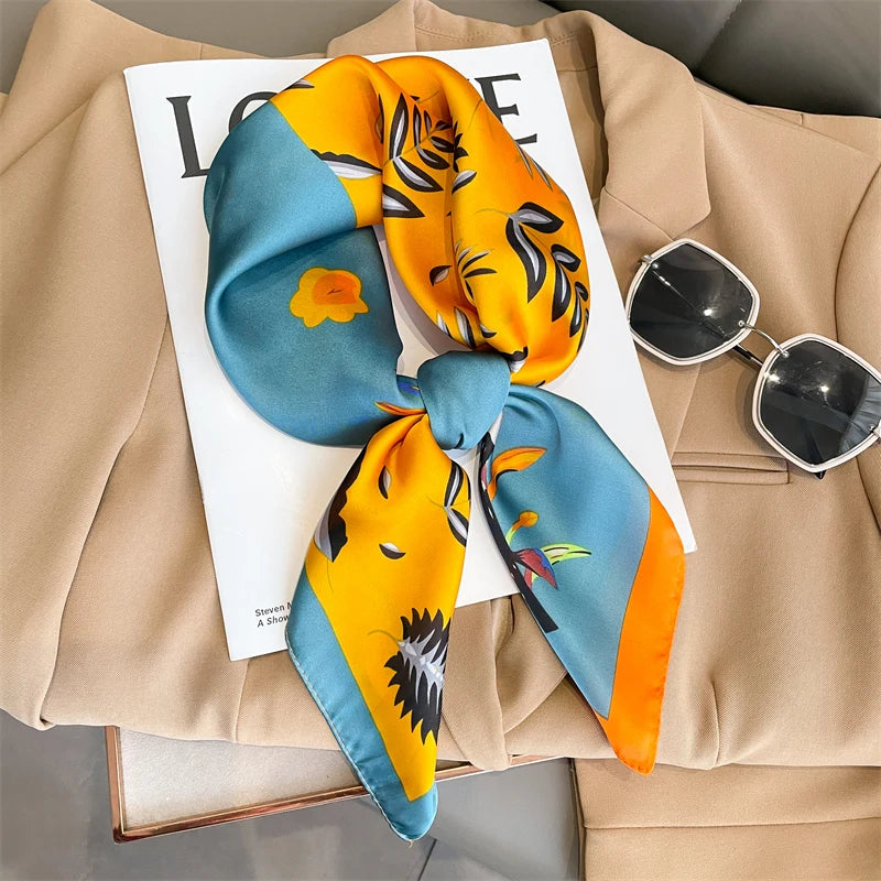 LUXURY PLAID SILK-LIKE SQUARE SCARF