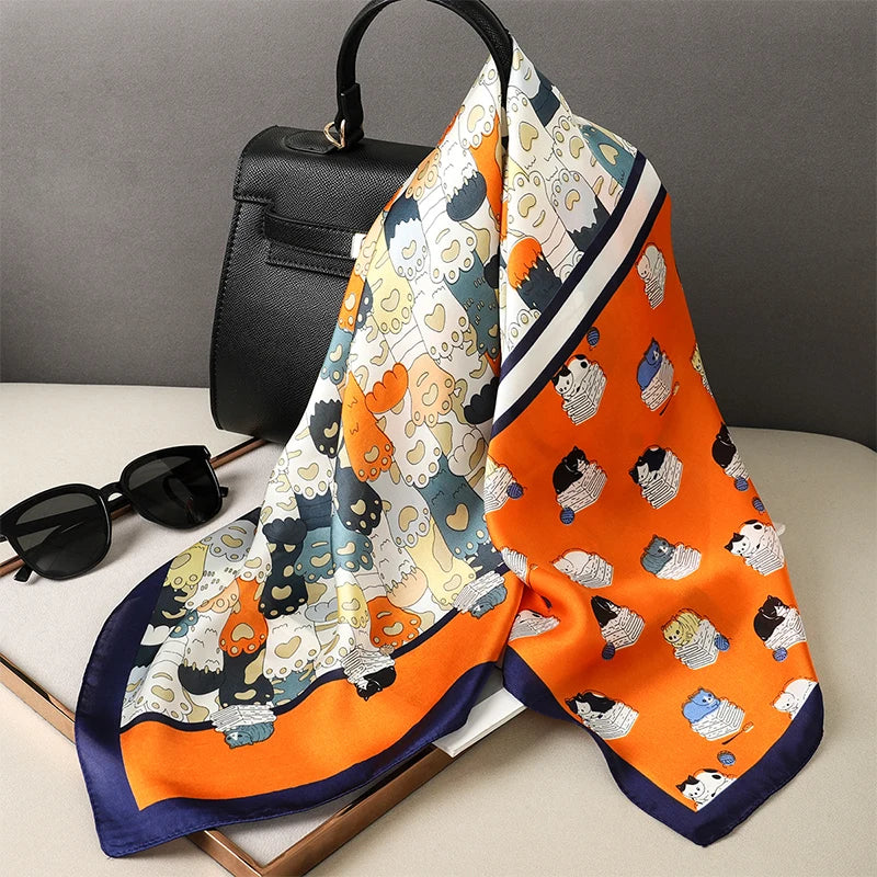 LUXURY PLAID SILK-LIKE SQUARE SCARF
