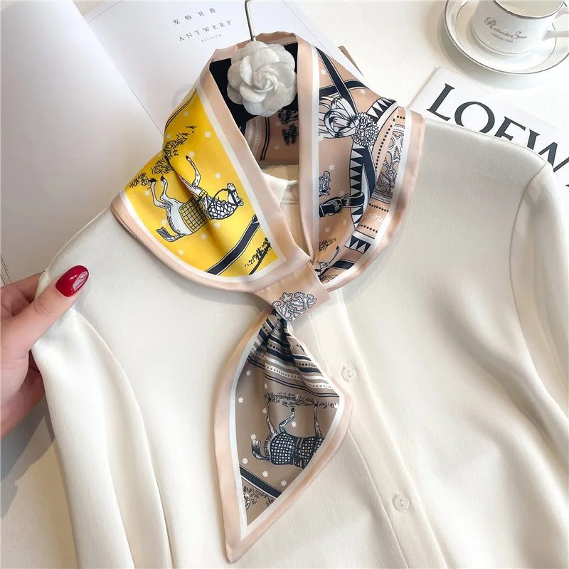 SATIN SILK PRINT NECKERCHIEF SCARF