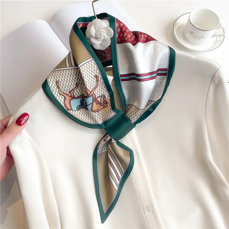 SATIN SILK PRINT NECKERCHIEF SCARF