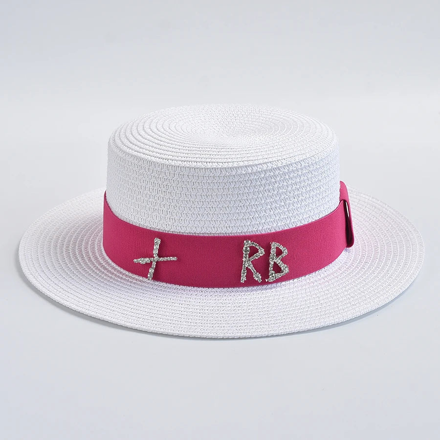 STRAW HAT WITH METAL LETTER