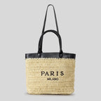 LUXURY PATCHWORK STRAW BAG FOR SUMMER BEACH SOLELII