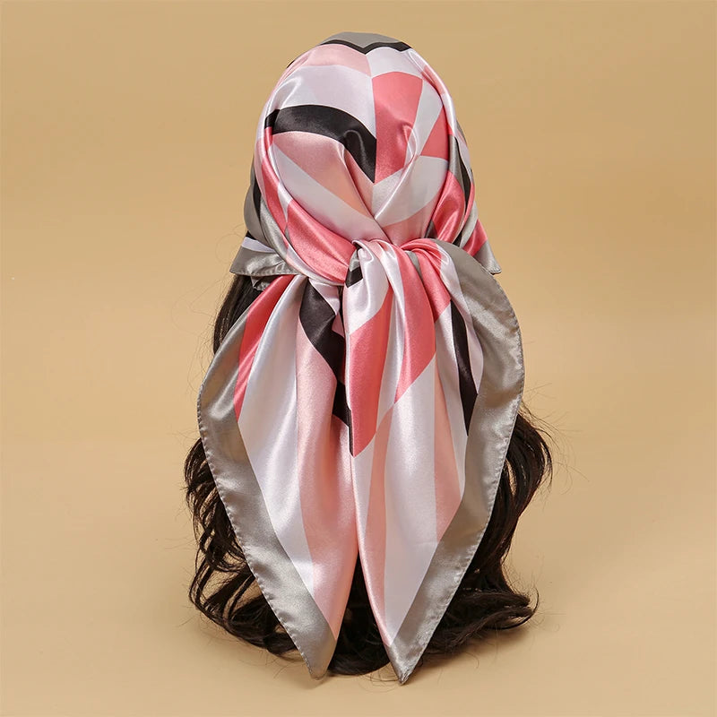SATIN PRINT MULTIFUNCTIONAL SQUARE SCARF