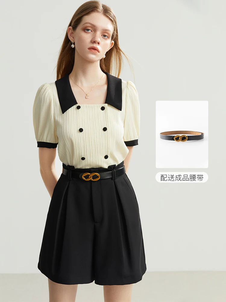 MINIMALIST HIGH WAIST CASUAL WHITE SHORTS