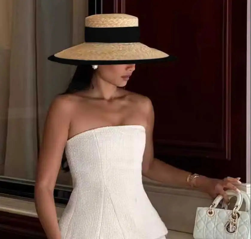 HEPBURN STYLE STRAW SUMMER HAT