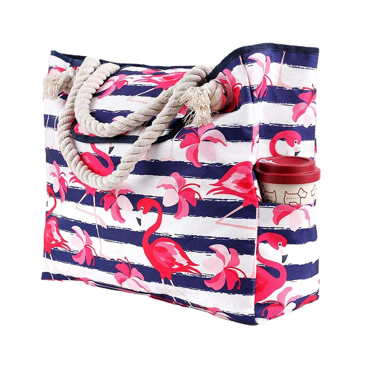 STRIPED BEACH BAG, FOLDABLE, LIGHTWEIGHT AND WATER RESISTANT