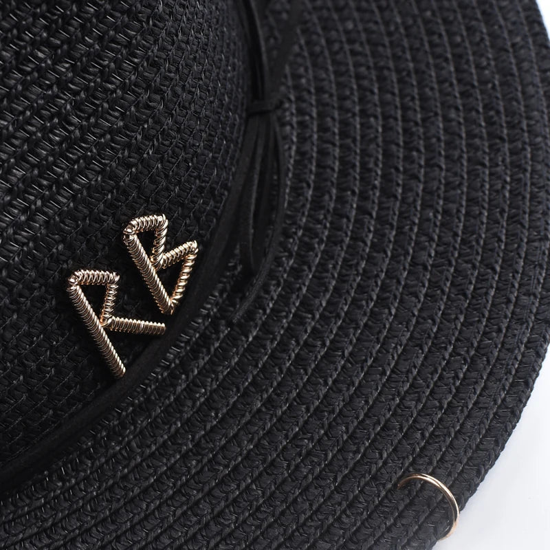 SUMMER STRAW HAT WITH LETTER