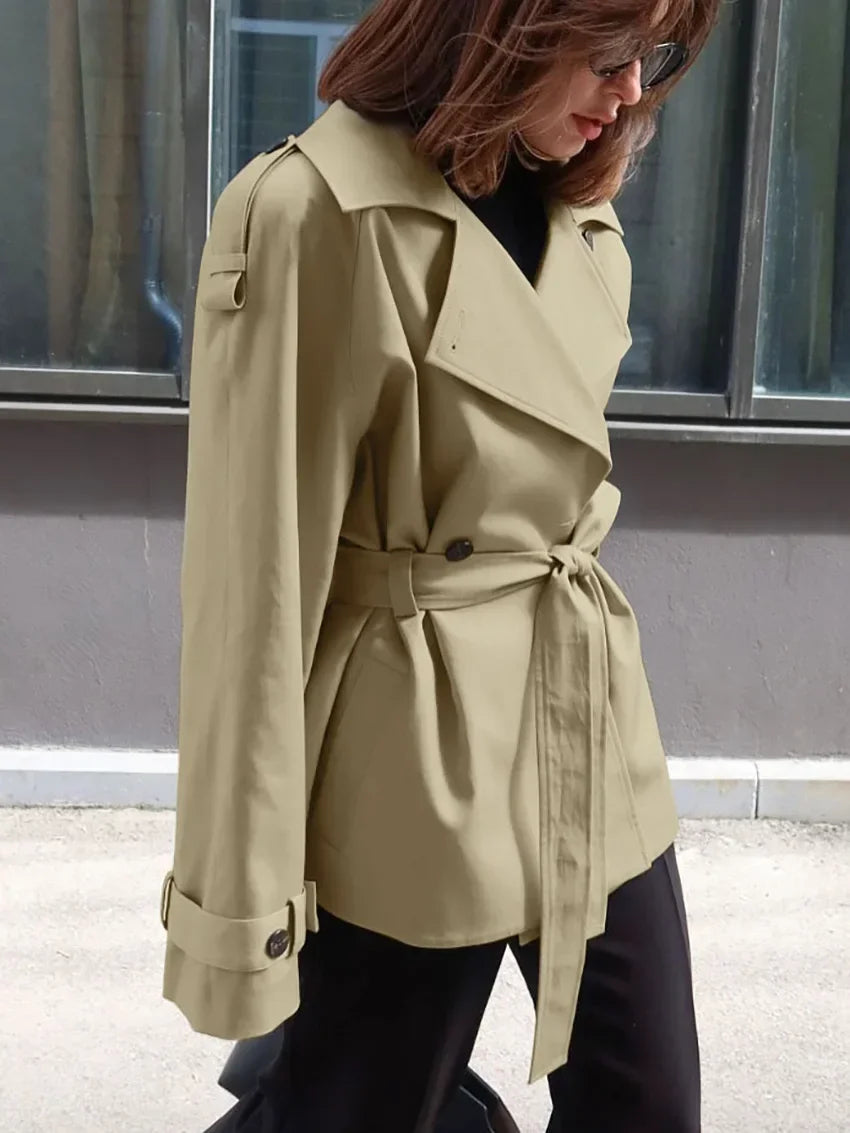CROPPED TRENCH COAT WITH BELT