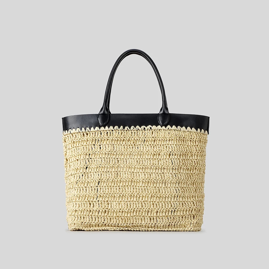 LUXURY PATCHWORK STRAW BAG FOR SUMMER BEACH