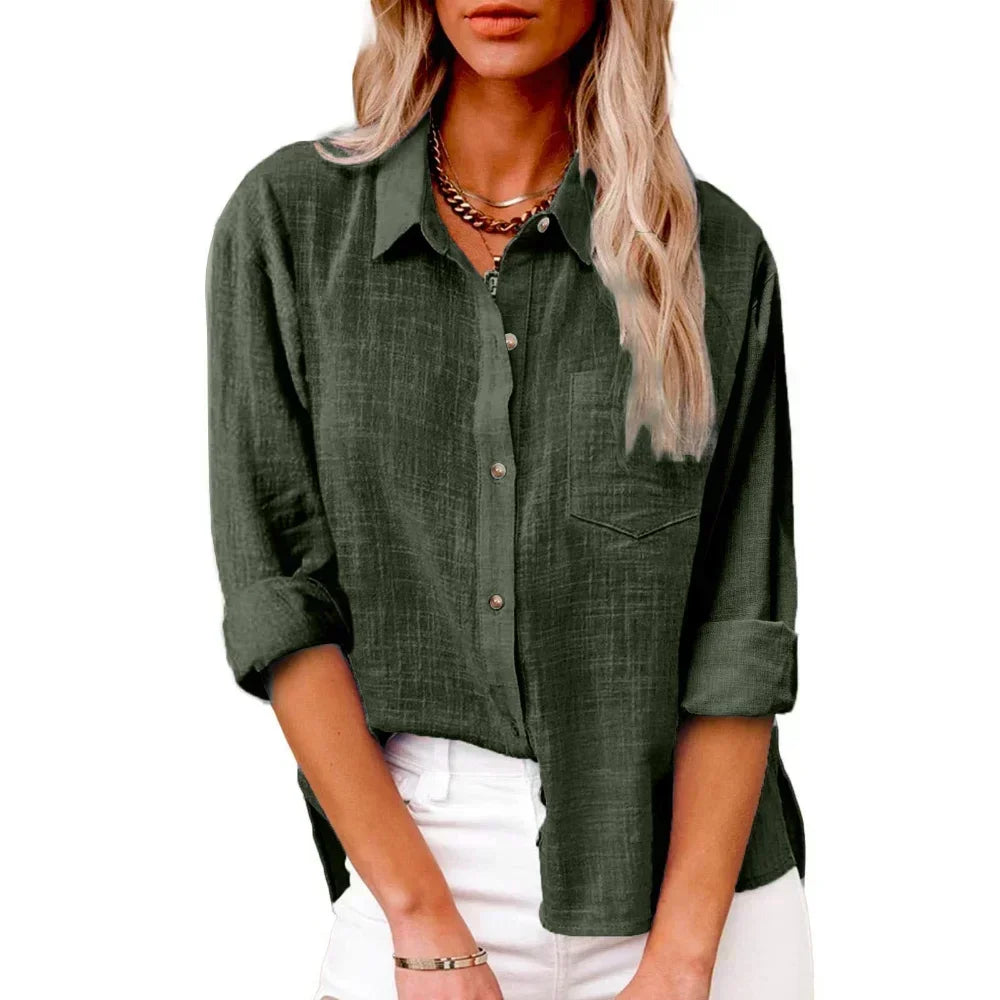 COTTON LINEN LONG SLEEVE TOP