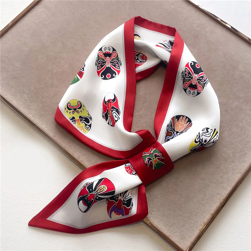 SATIN SILK PRINT NECKERCHIEF SCARF