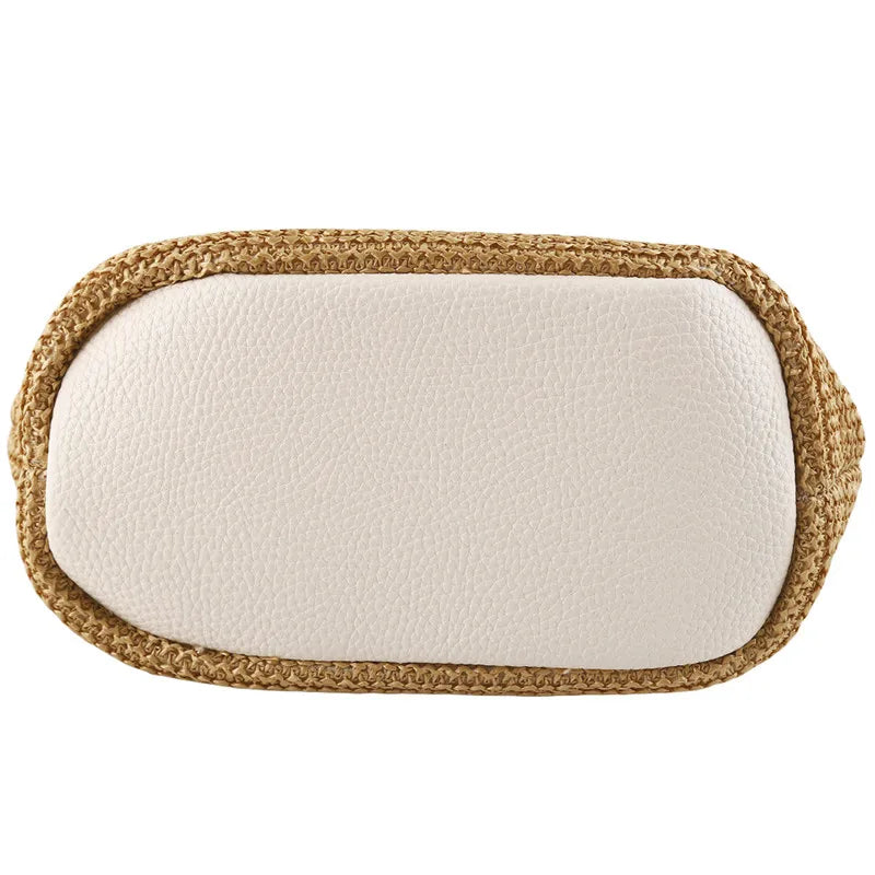 WOVEN STRAW BUCKET MESSENGER BAG
