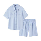 MID-LONG TEXTURED TOP & SHORTS SET SOLELII