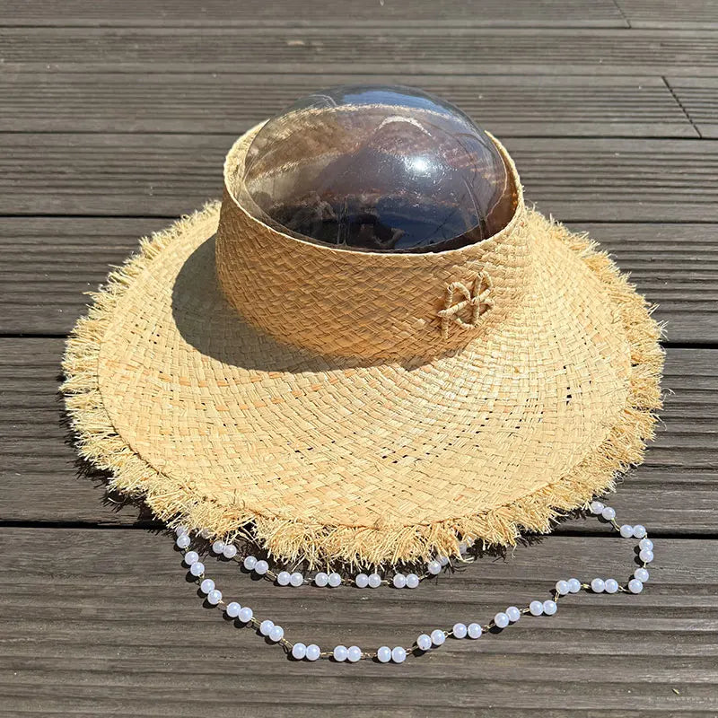 PANAMA HAT WITH PEARLS WIDE BRIM ANTI-UV