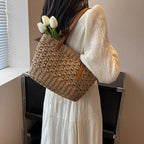 BOHEMIAN RATTAN WOVEN TOTE BAG SOLELII
