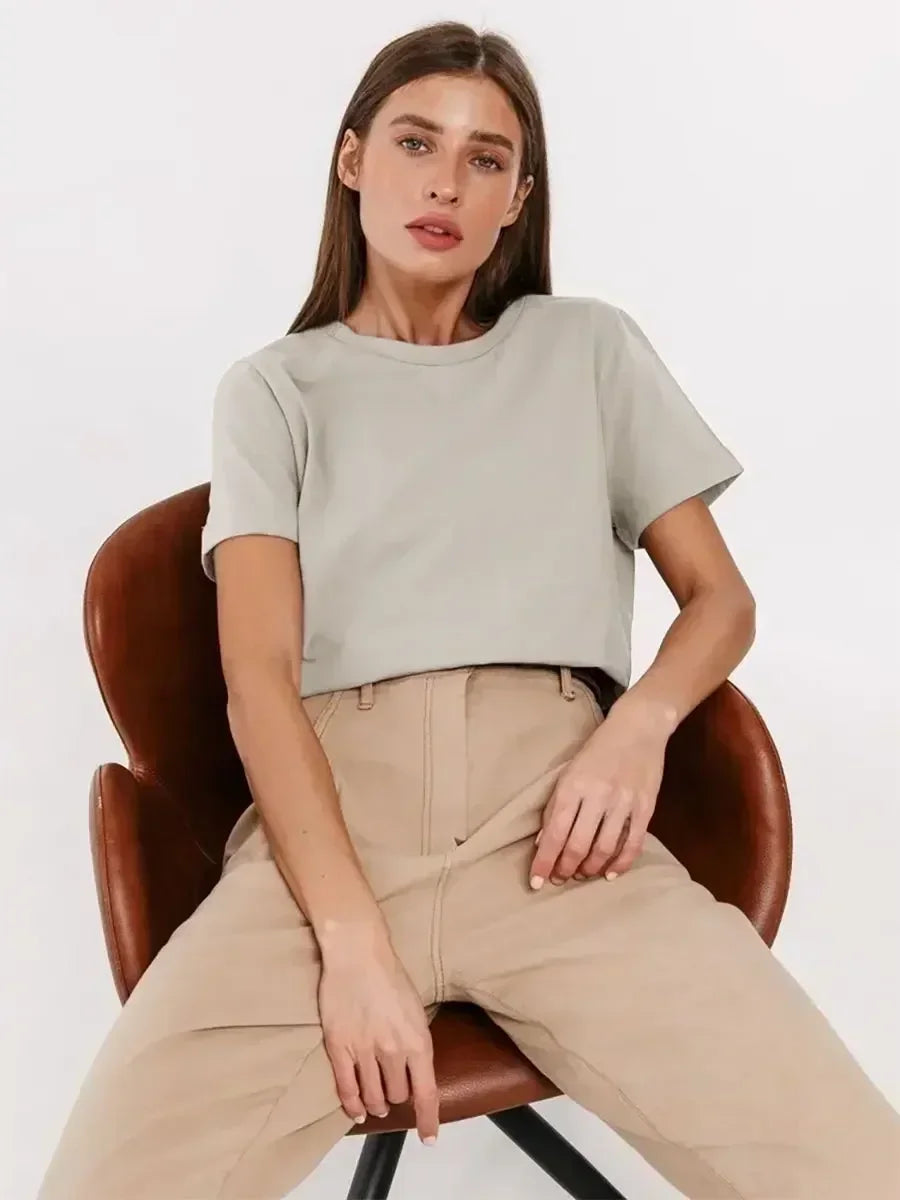 BASIC LOOSE COTTON SUMMER TEE