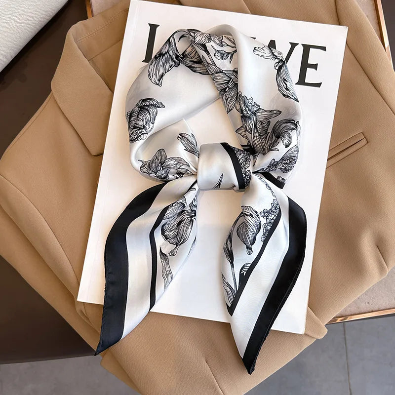 LUXURY PLAID SILK-LIKE SQUARE SCARF