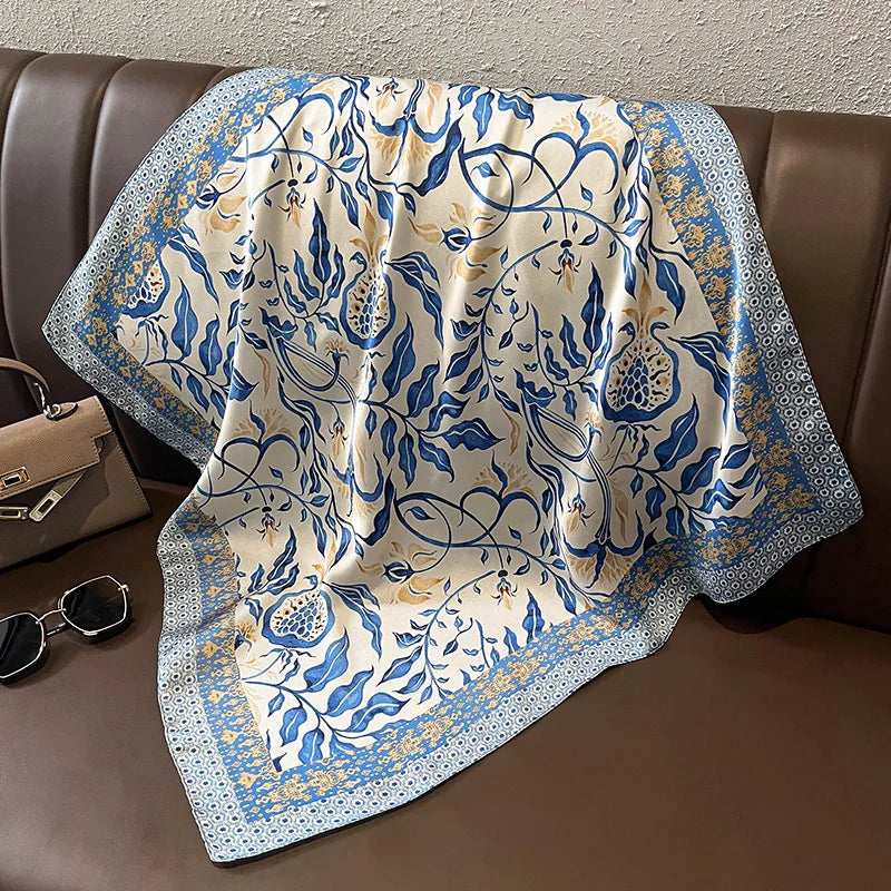 LUXURY PLAID SILK-LIKE SQUARE SCARF