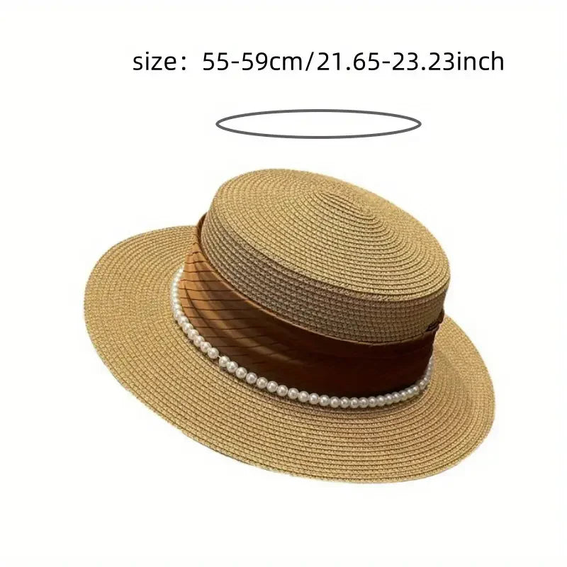 PANAMA HAT WITH PEARLS WIDE BRIM ANTI-UV