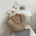 ROUND WOVEN STRAW SHOULDER BAG SOLELII