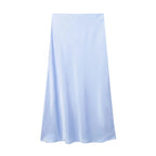 WOMEN’S HIGH WAIST SATIN MIDI SKIRT SOLELII