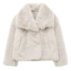 FAUX FUR COAT WITH LAPEL COLLAR SOLELII