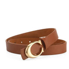 WOMEN’S THIN LEATHER BELT WITH MOON BUCKLE SOLELII
