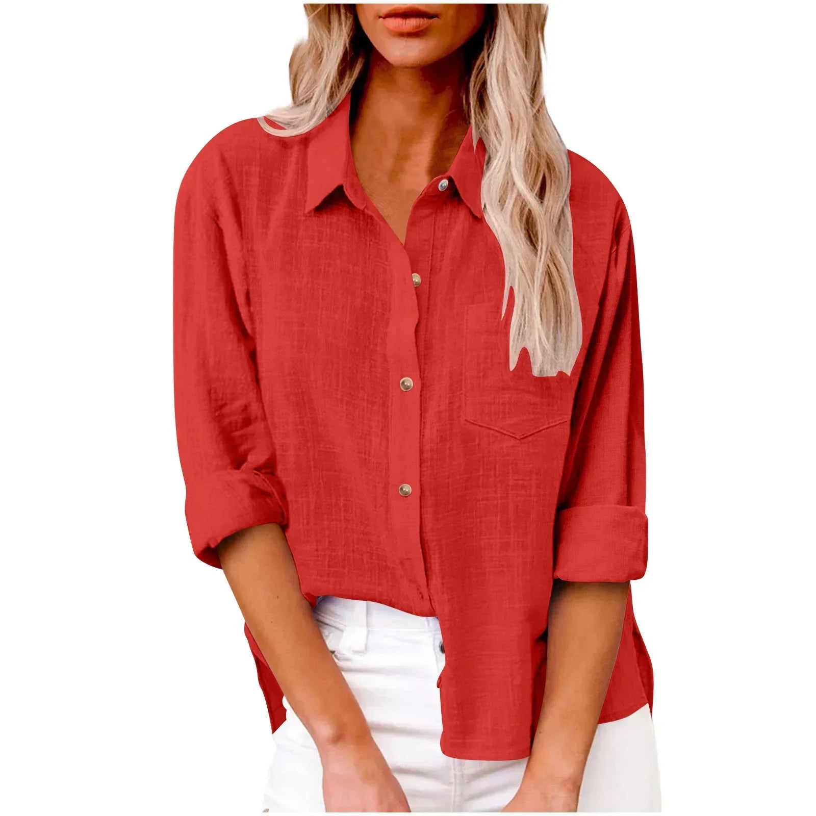COTTON LINEN LONG SLEEVE TOP