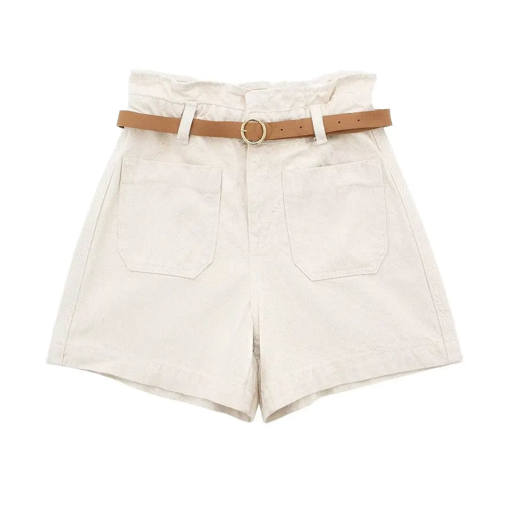HIGH WAIST CASUAL SHORTS WITH BELT