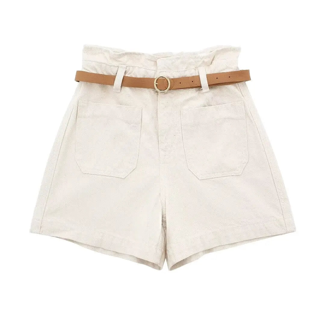 HIGH WAIST CASUAL SHORTS WITH BELT