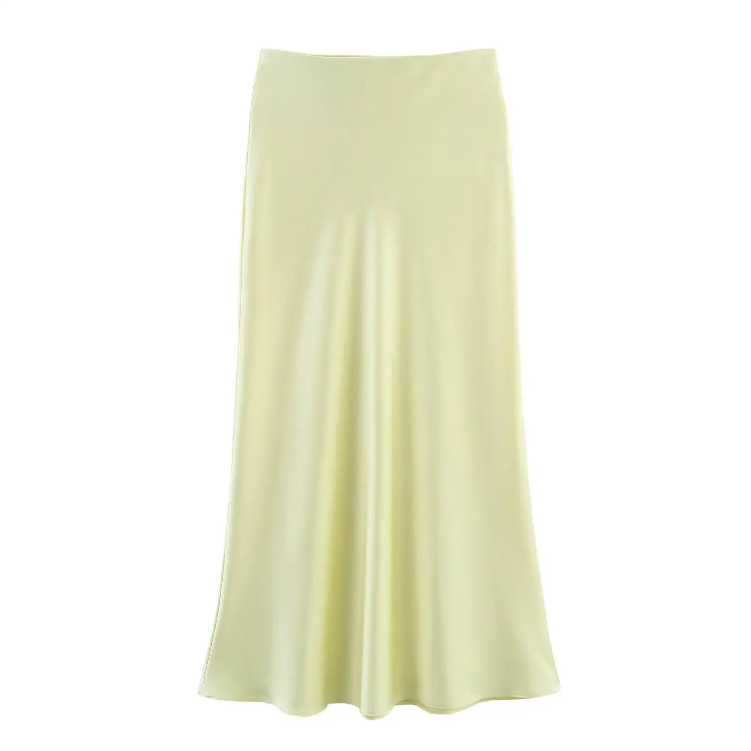 HIGH-WAISTED SATIN MIDI SKIRT