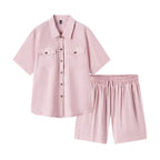 MID-LONG TEXTURED TOP & SHORTS SET SOLELII